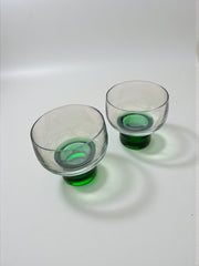 Duo de verres pied vert, vintage Luminarc