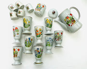 Ensemble de tasses Mazagrans en grès fleuries