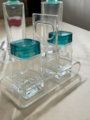Sets huile/vinaigre et sel/poivre Luigi Bormioli vert émeraude années 70