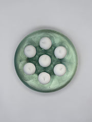 Bougeoir vintage verre vert 7 bougies