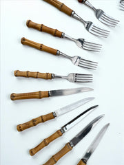 12 couverts bambou inox années 70