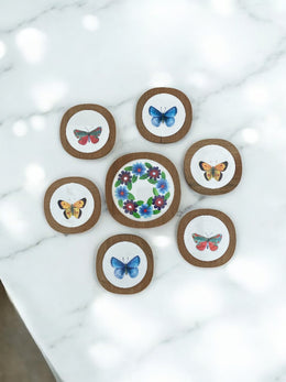 Sous-verres papillon teck