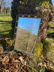 Miroir rectangulaire en métal doré thème végétal