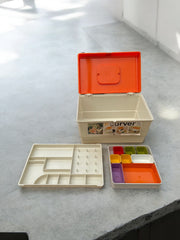 Boîte à couture Curver orange crème 70's