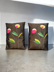 Duo de coussins motif floral style seventies