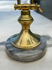 Lampe de banquier dorée et marbre