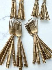 Ménagère 117 pièces en laiton imitation bambou, années 60