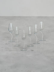 6 flûtes à champagne pied zig zag vintage