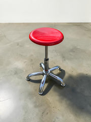 Ancien tabouret d’artiste assise rouge