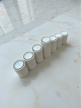 Bougeoir escalier 7 bougies en céramique blanche