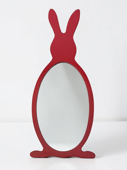 Miroir lapin en bois peint rouge