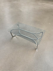 Table basse en verre et métal chromé