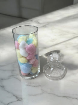 Grand pot en verre soufflé, rangement à salle de bain ou bonbonnière