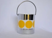 Seau à glace vintage chromé années 50, à gros pois jaunes