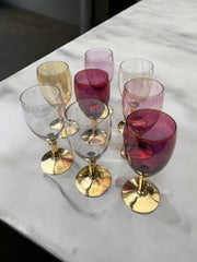 Ensemble de 8 verres à pied doré Arlequin