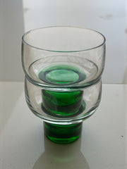 Duo de verres pied vert, vintage Luminarc