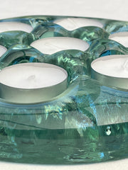 Bougeoir vintage verre vert 7 bougies