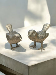 Petit couple d’oiseau métal chromé