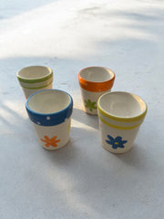 4 coquetiers colores en céramique
