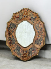 Petit miroir style péruvien des années 50 peint à la main