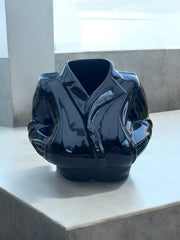 Vase blouson en céramique noire