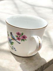 6 tasses anciennes fleurs oiseau