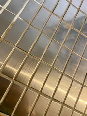 Coffee table vintage carreaux chromés effet miroir style inox