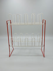 Porte chaussures/vinyles Tomado en metal orange et blanc