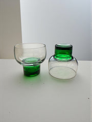 Duo de verres pied vert, vintage Luminarc