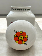 Boîte de rangement céramique vintage Flower Power signée Taunton Vale, des années 1970