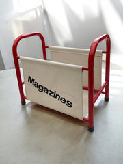 Porte magazines rouge et beige rétro