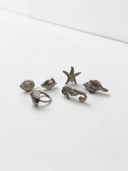 6 ronds de serviette metal thème de la mer