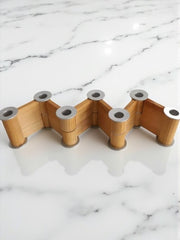 Bougeoir zig zag modulable vintage bois et metal chromé