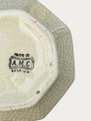 Pique fleurs en faïence craquelée beige, Art Déco belge, années 1930