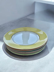 Six assiettes colorées taille moyenne