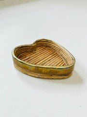 Vide poche ou panier en rotin et laiton cœur goût Gabriella Crespi