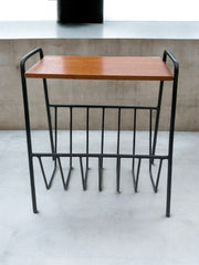 Porte journaux ou table d’appoint teck / métal noir