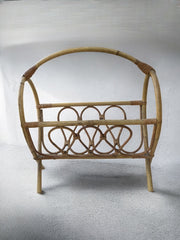 Porte journaux en rotin vintage