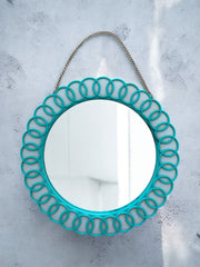 Miroir turquoise vintage en plastique
