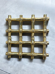 Sous plat métal doré façon bambou années 70
