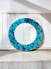 Miroir mosaïque bleu et vert
