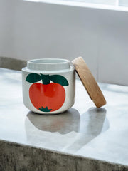 Pot en céramique Franco Pozzi motif pomme/tomate