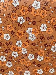 Plateau fleuri vintage en métal saumon