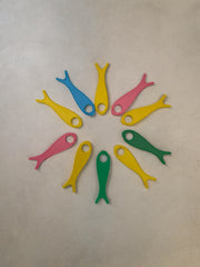 Poissons déco murale anciennes bobinettes de laine