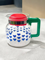 Théière rétro coeurs bleus