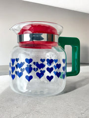 Théière rétro coeurs bleus
