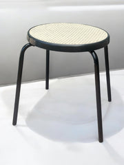 Tabouret noir cannage