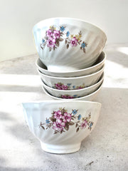 6 bols anciens motif floral